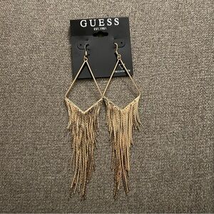 Guess Gold Dangle Tassel Fringe Earrings